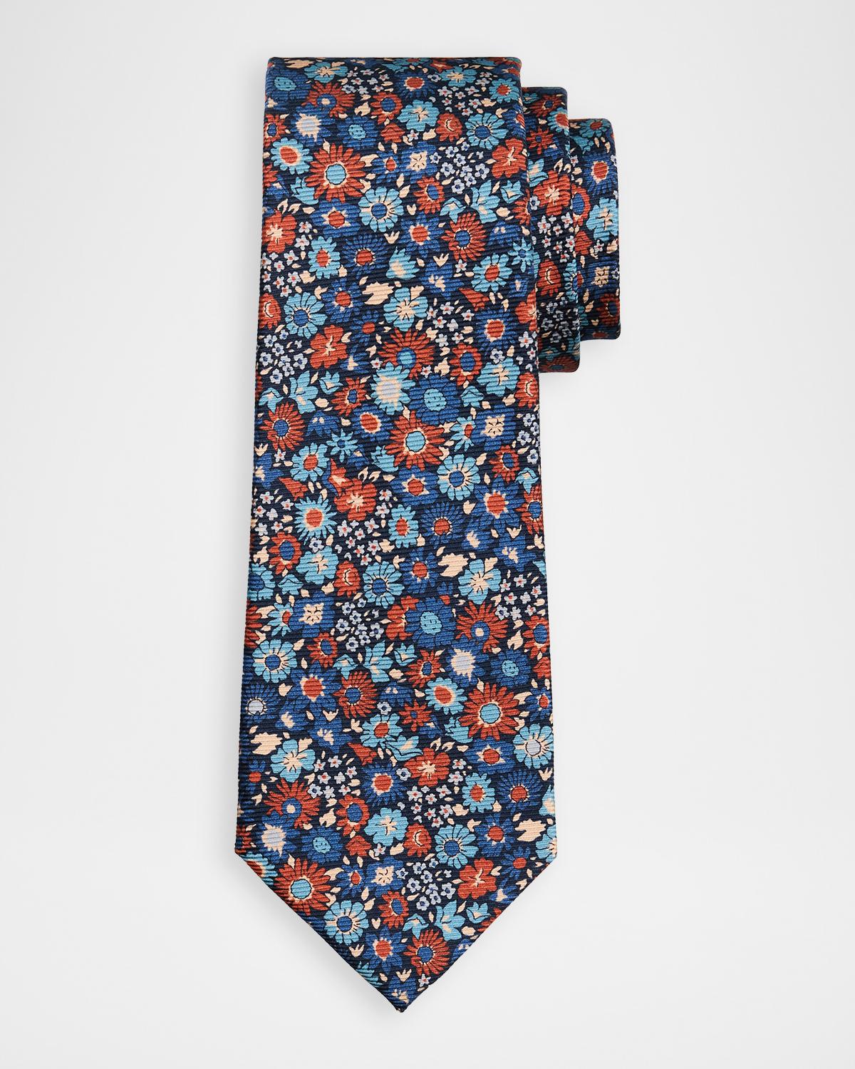 Kiton Men's Silk Multi-Floral 7-Fold Tie