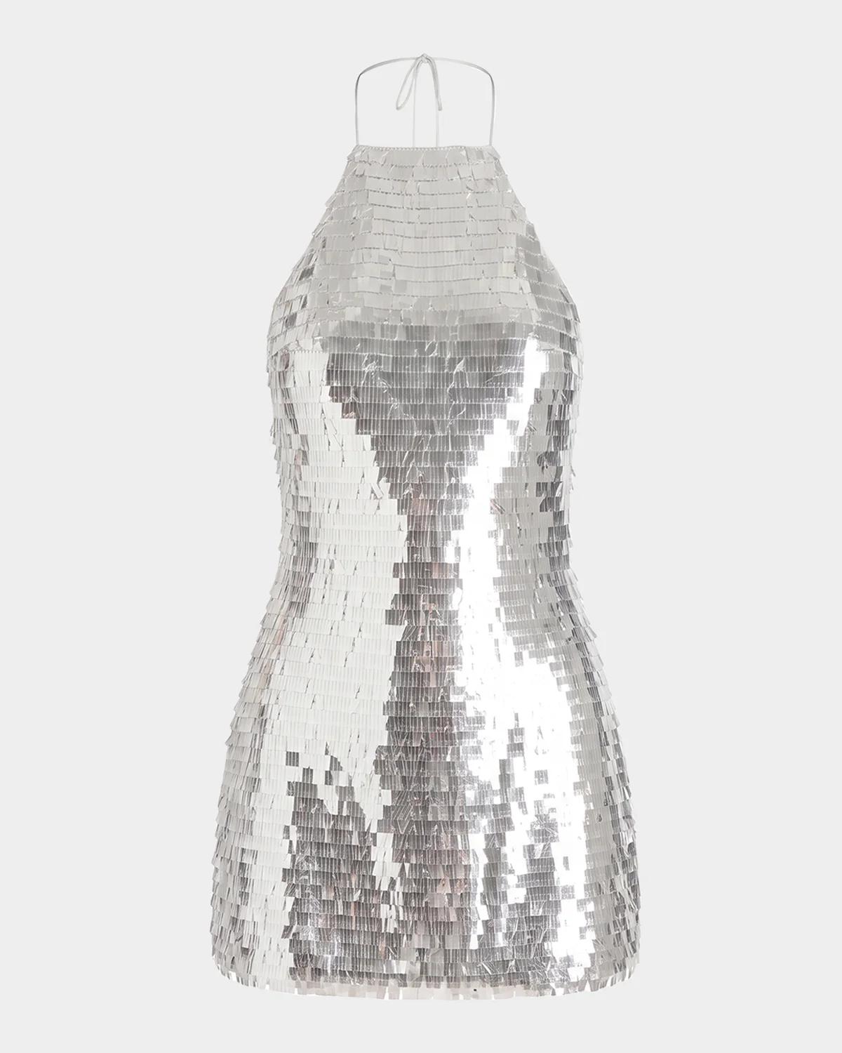 Retrofête Jawa Sequined Halter Mini Dress