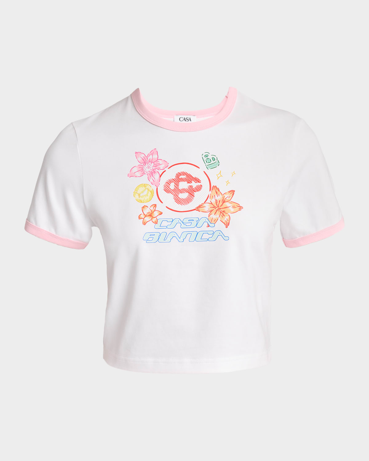 CASABLANCA Logo-Print Short-Sleeve Crop Ringer Baby Tee