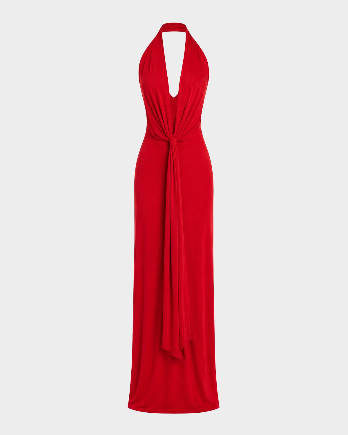 SEROYA Kayla Draped Jersey Maxi Dress