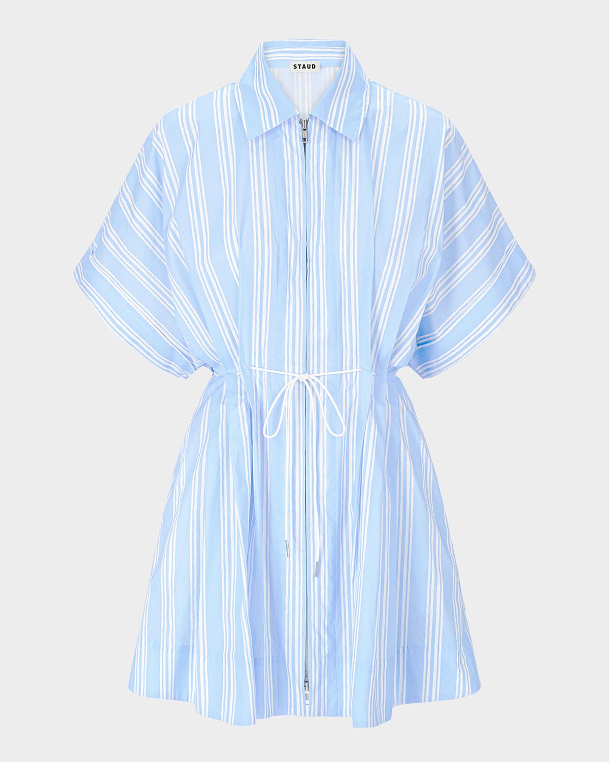STAUD Cori Striped Cotton Mini Dress
