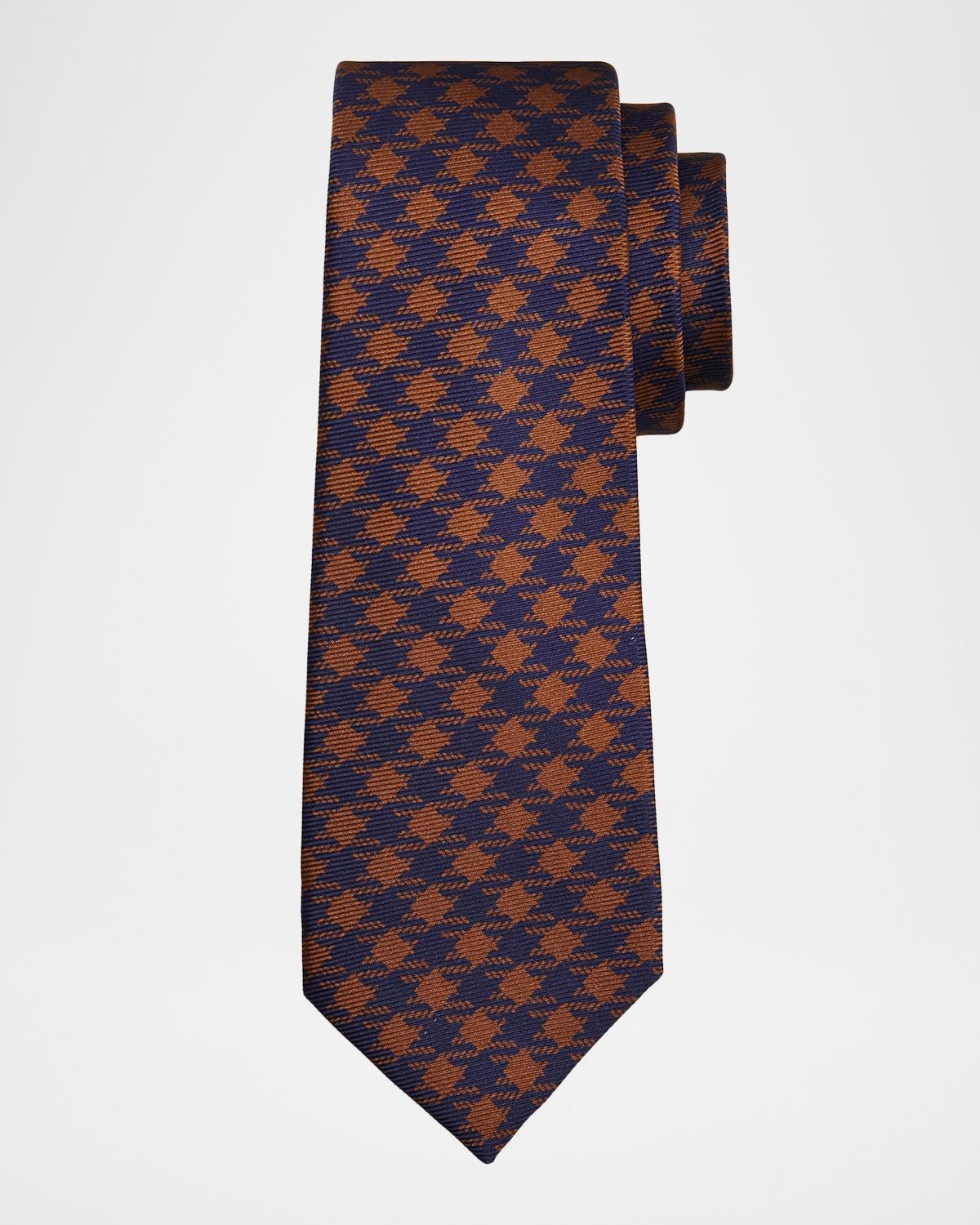 Kiton Men's Silk Maxi-Houndstooth 7-Fold Tie