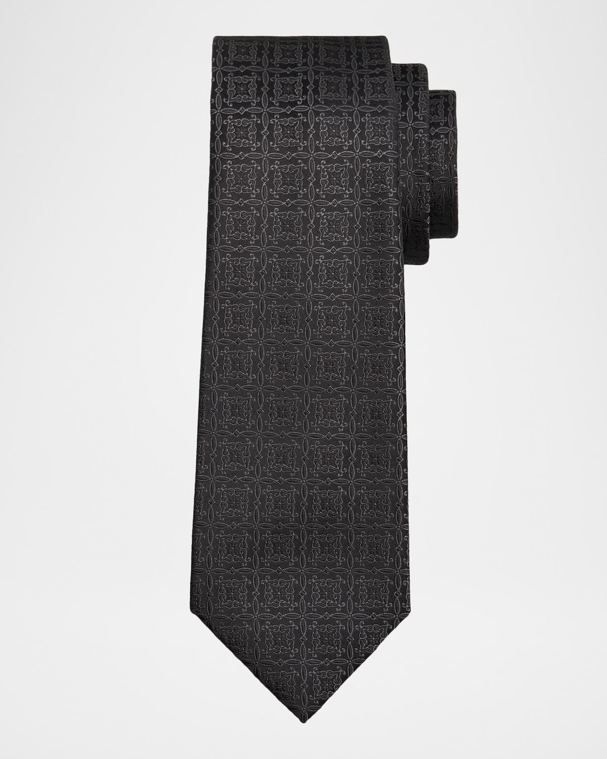 Kiton Men's Silk Tonal Jacquard 7-Fold Tie
