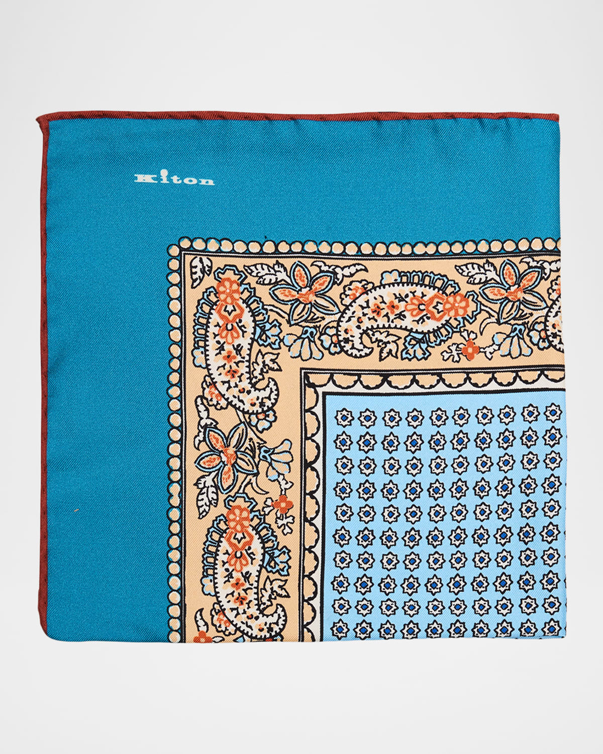 Kiton Men 's Printed Silk Pocket Square | Thumbnail 4 Kiton Men 's Printed Silk Pocket Square | Thumbnail 4