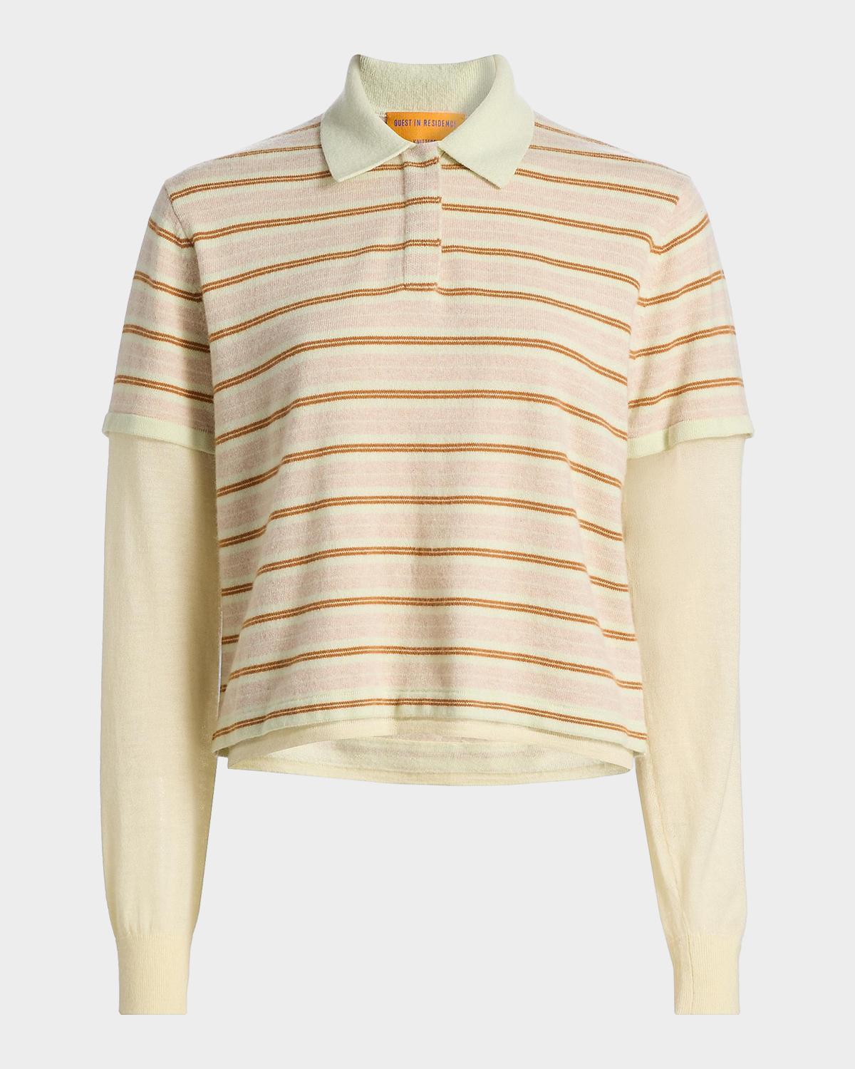 Guest in Residence Layered Stripe Cashmere Rugby Sweater