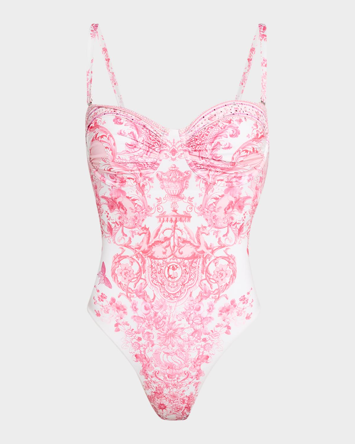 Camilla Livin La Vida Rosa Ruched Underwire One-Piece Swimsuit