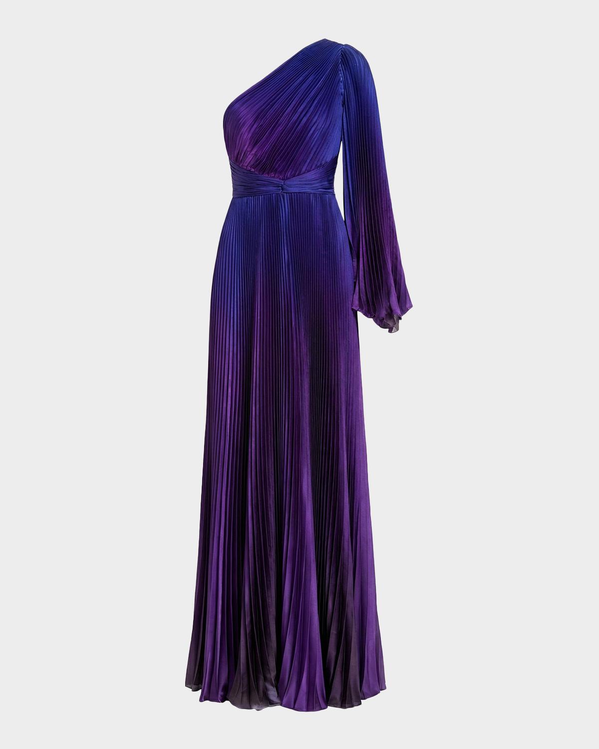 Mac Duggal Pleated Charmeuse Ombré Gown