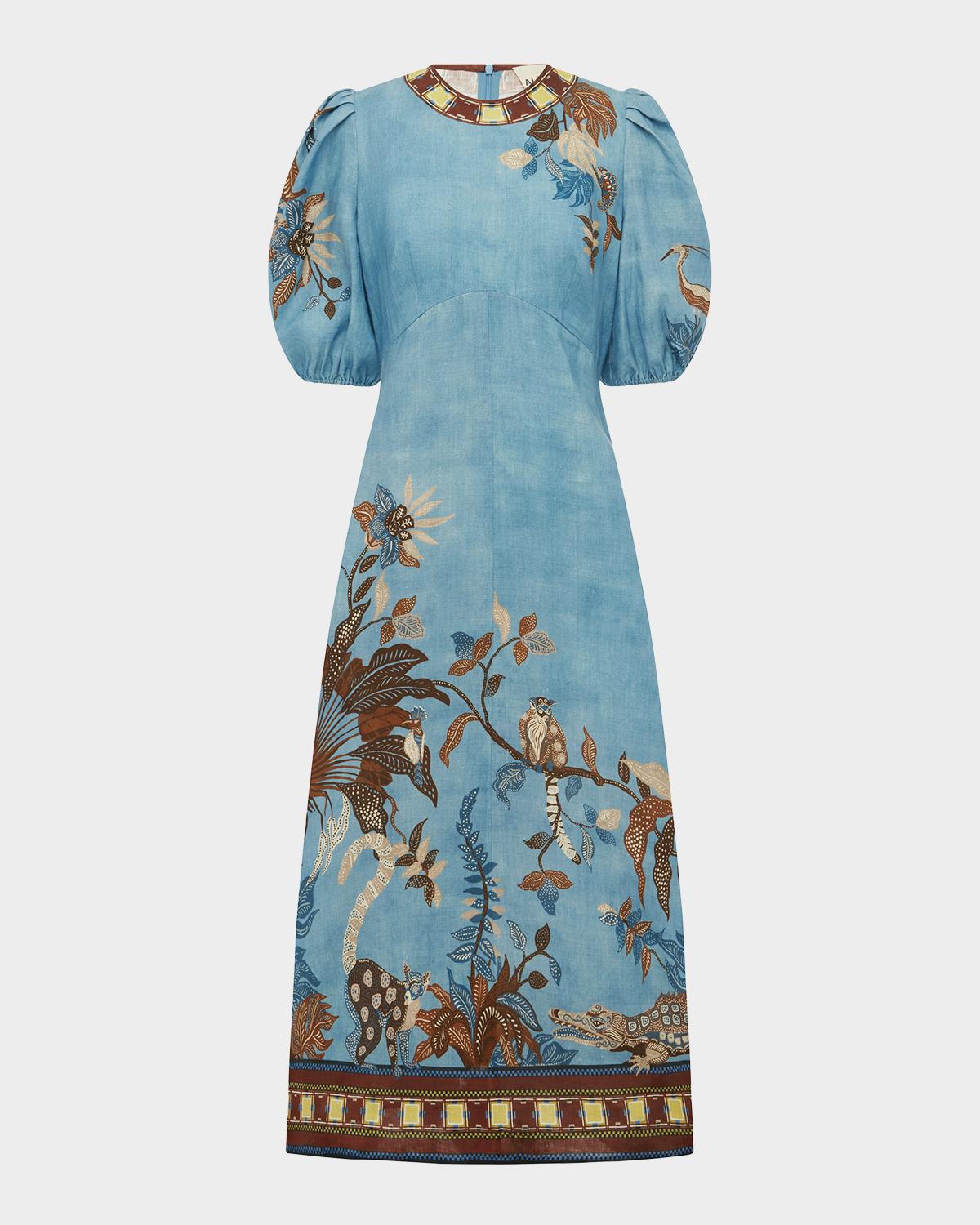 ALÉMAIS Georgie Linen Midi Dress