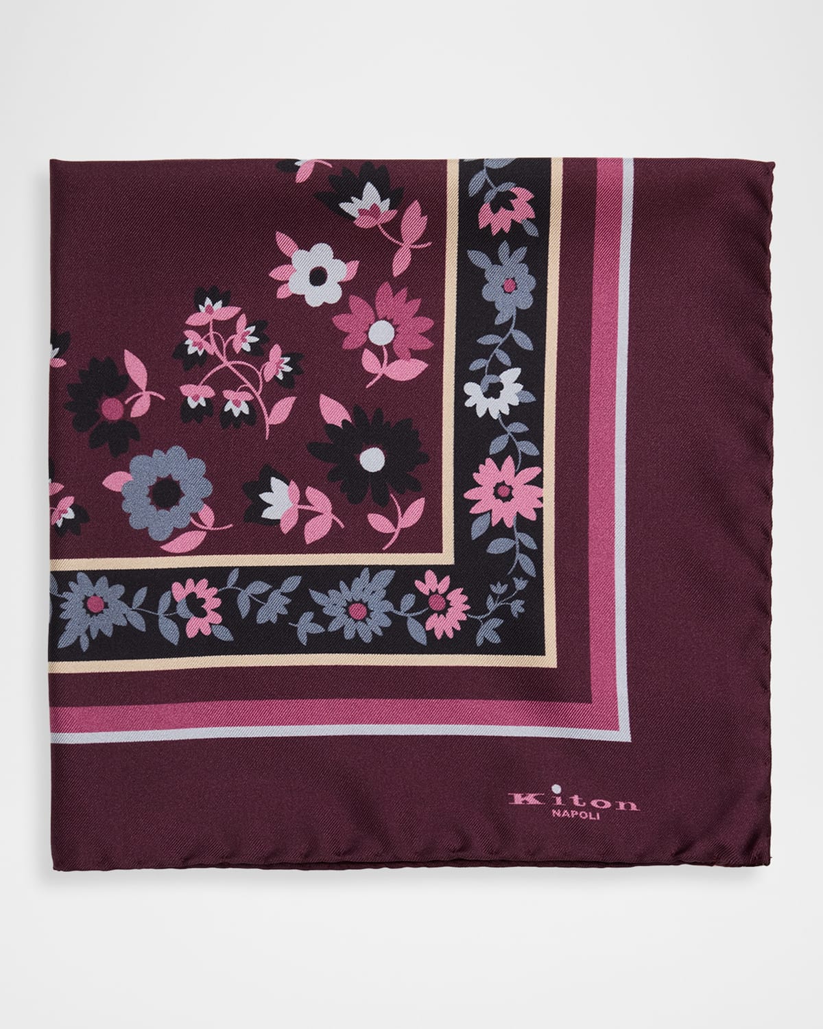 Kiton Men 's Floral Silk Pocket Square | Thumbnail 4 Kiton Men 's Floral Silk Pocket Square | Thumbnail 4
