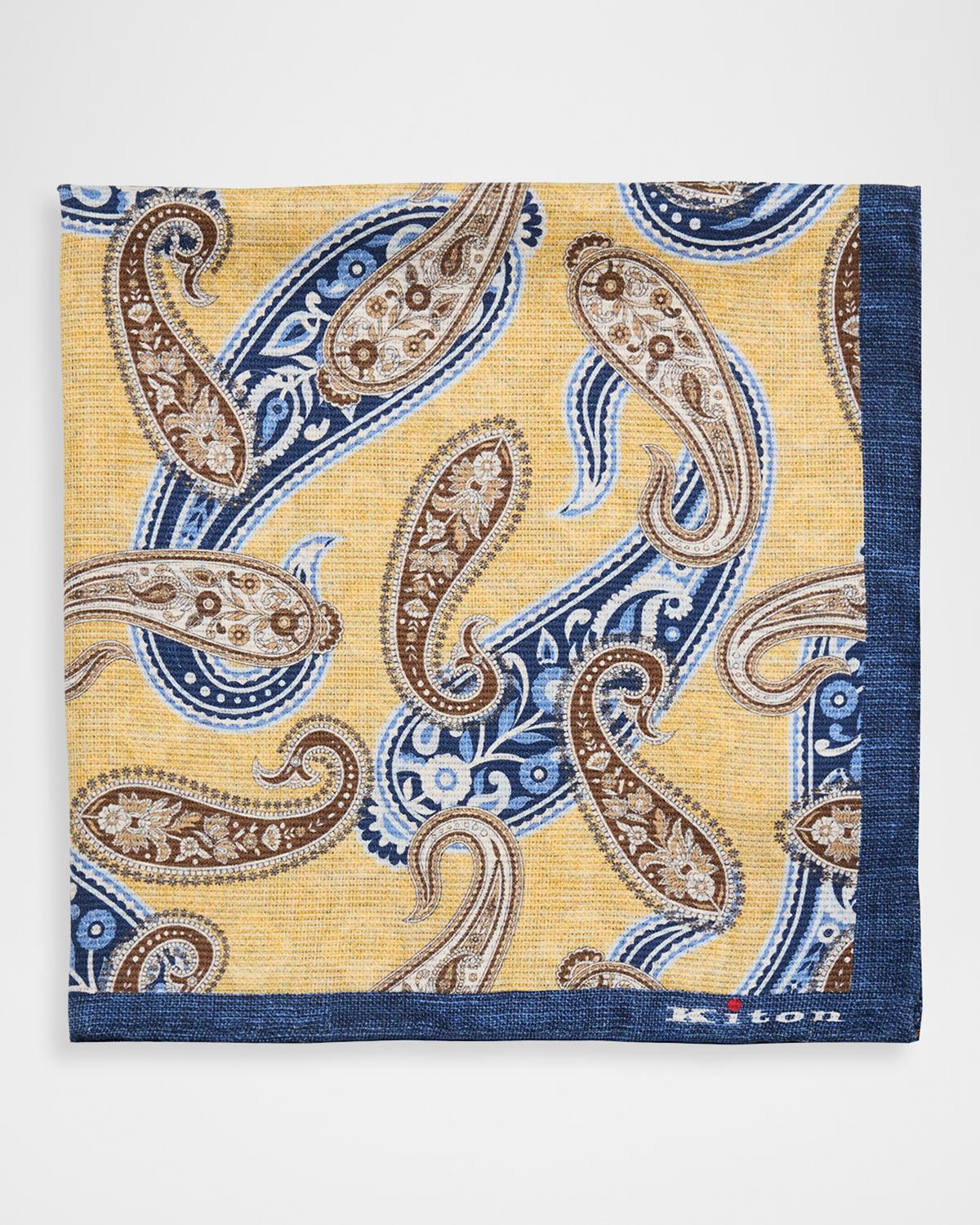 Kiton Men's Paisley Silk Pocket Square