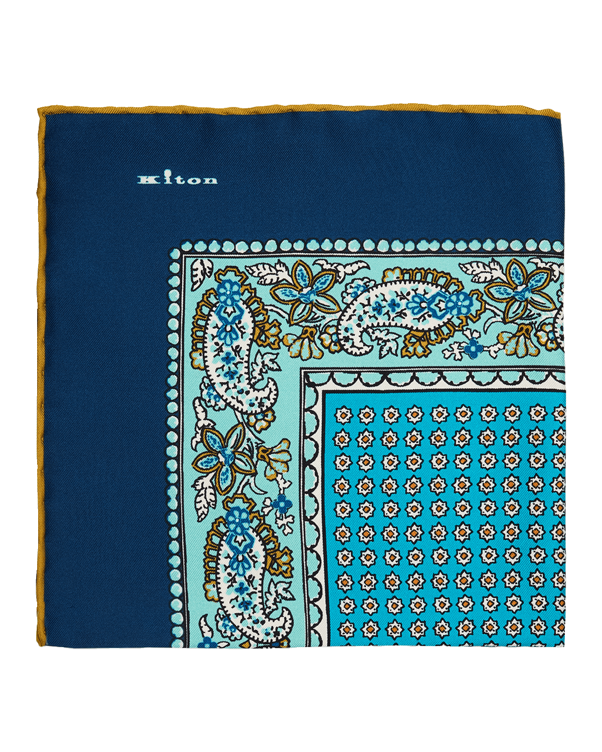 Kiton Men 's Micro-Geometric Silk Pocket Square | Thumbnail 2 Kiton Men 's Micro-Geometric Silk Pocket Square | Thumbnail 2