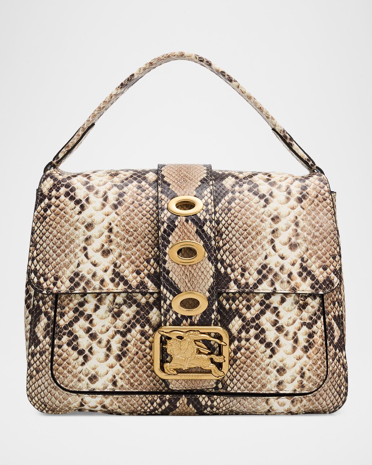 Rider Small Python-Print Leather Top-Handle Bag