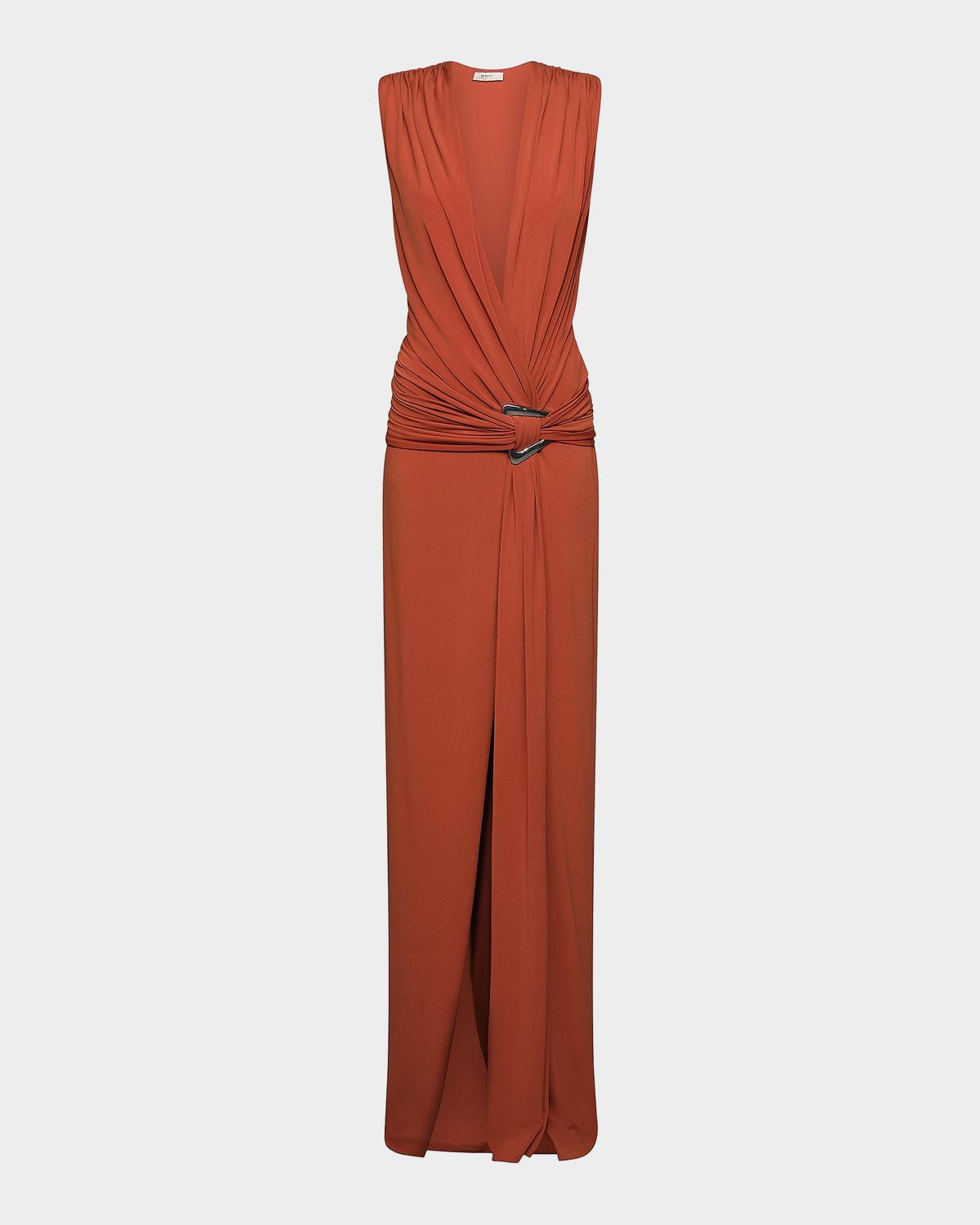 Et Ochs Jil Plunging Draped Column Gown