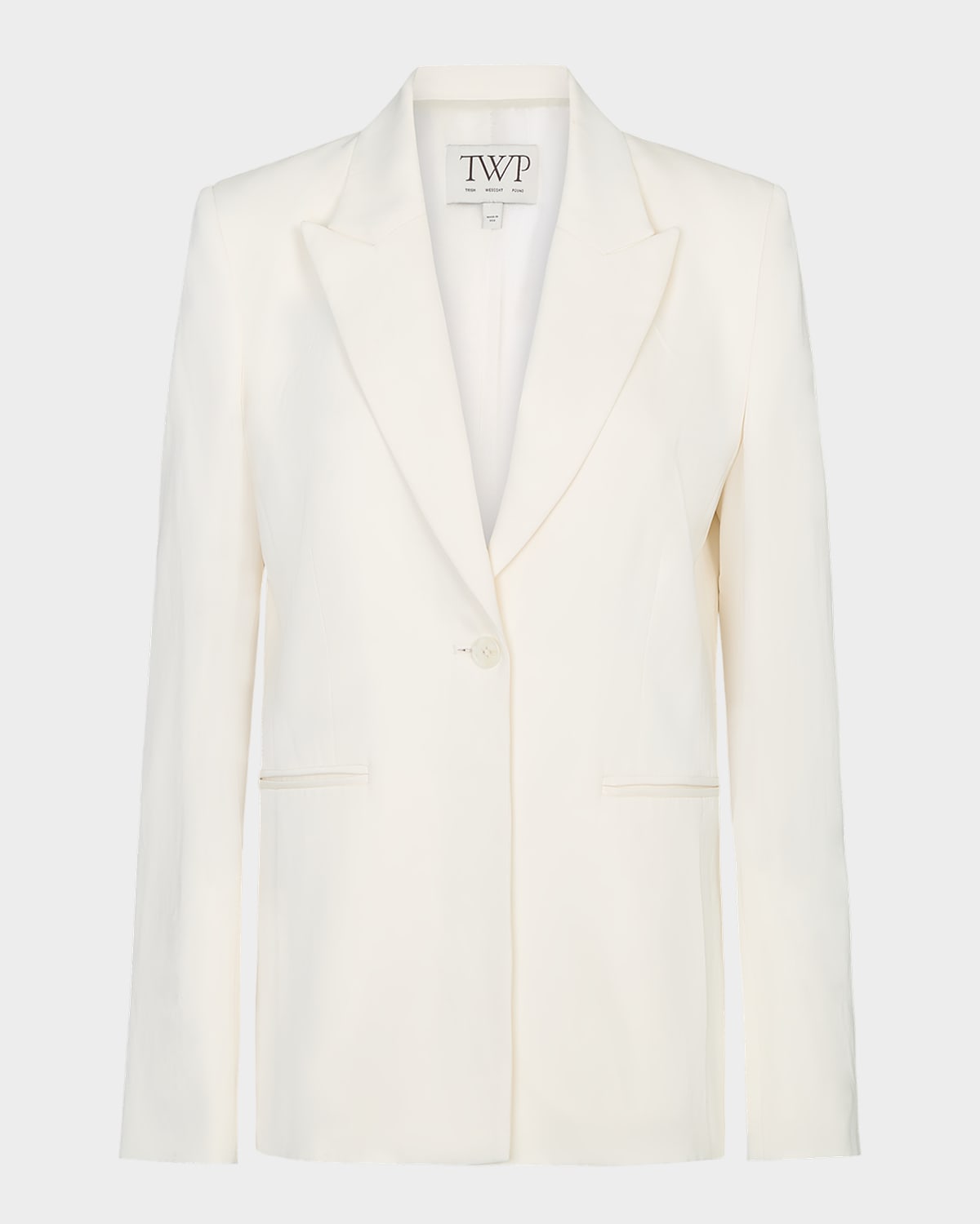 Twp Her Fit Blazer In Coated Viscose Linen In Green