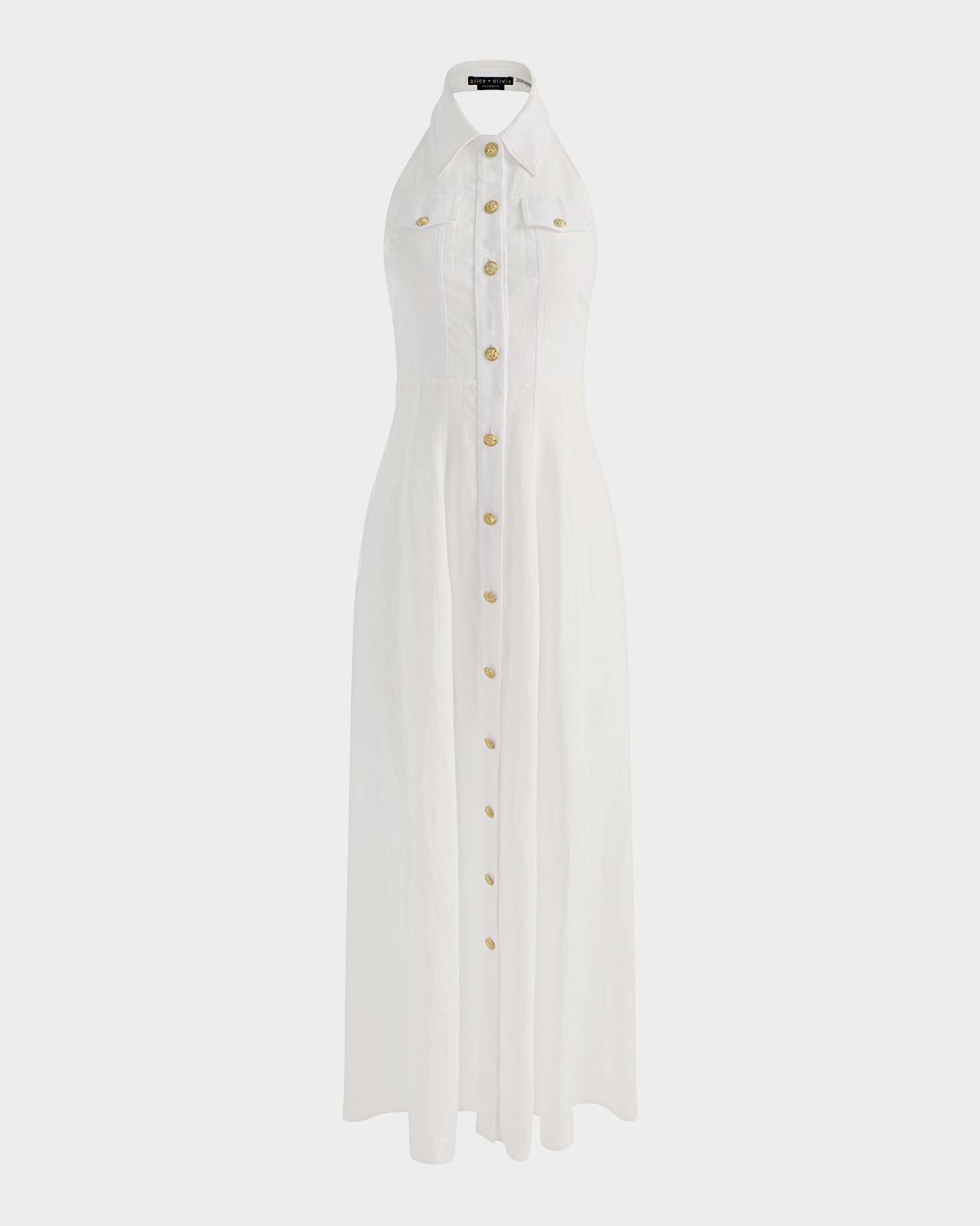 ALICE + OLIVIA Kendall Halter Linen Maxi Dress
