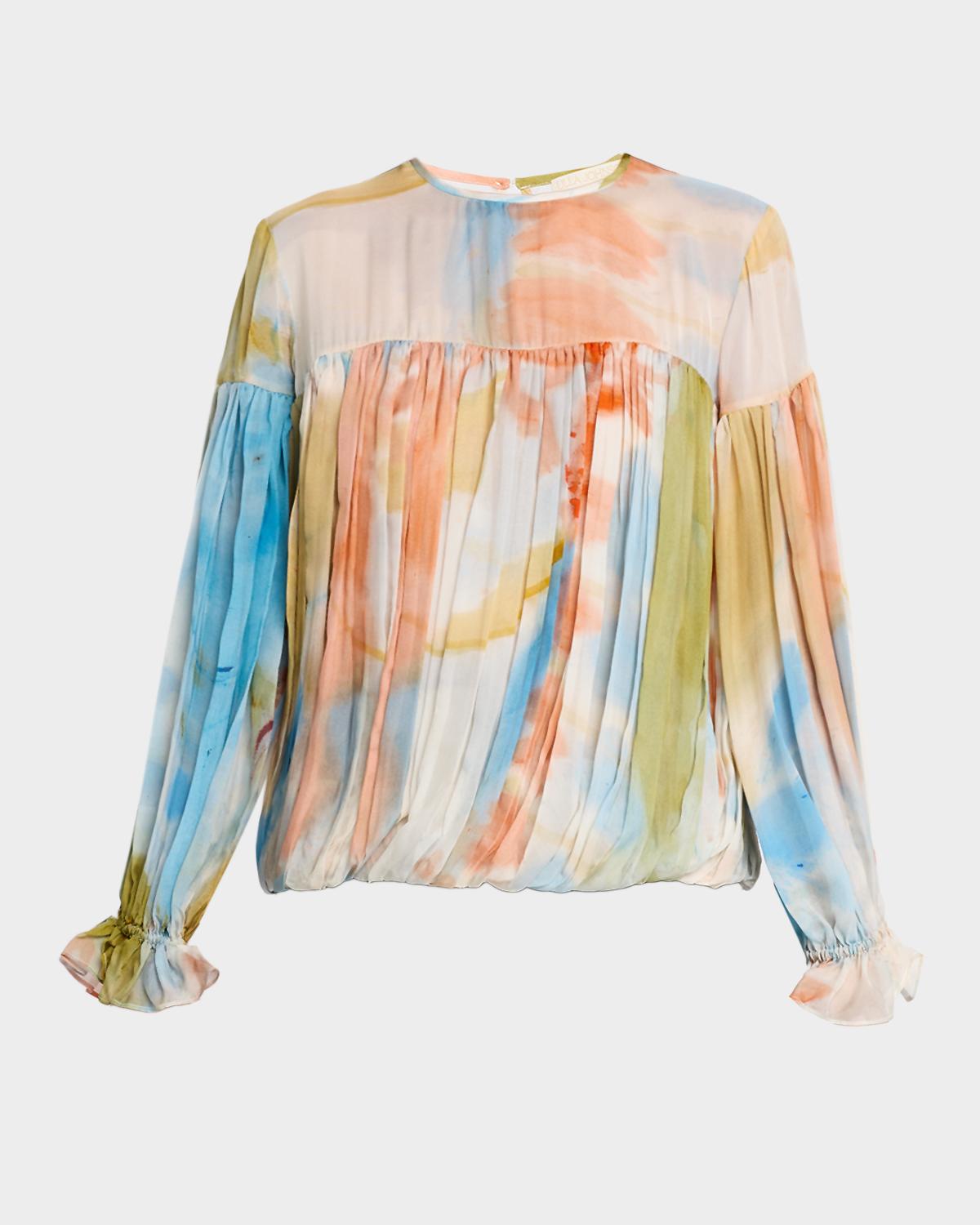 Ulla Johnson x Helen Frankenthaler Pearl Draped Silk-Chiffon Blouse