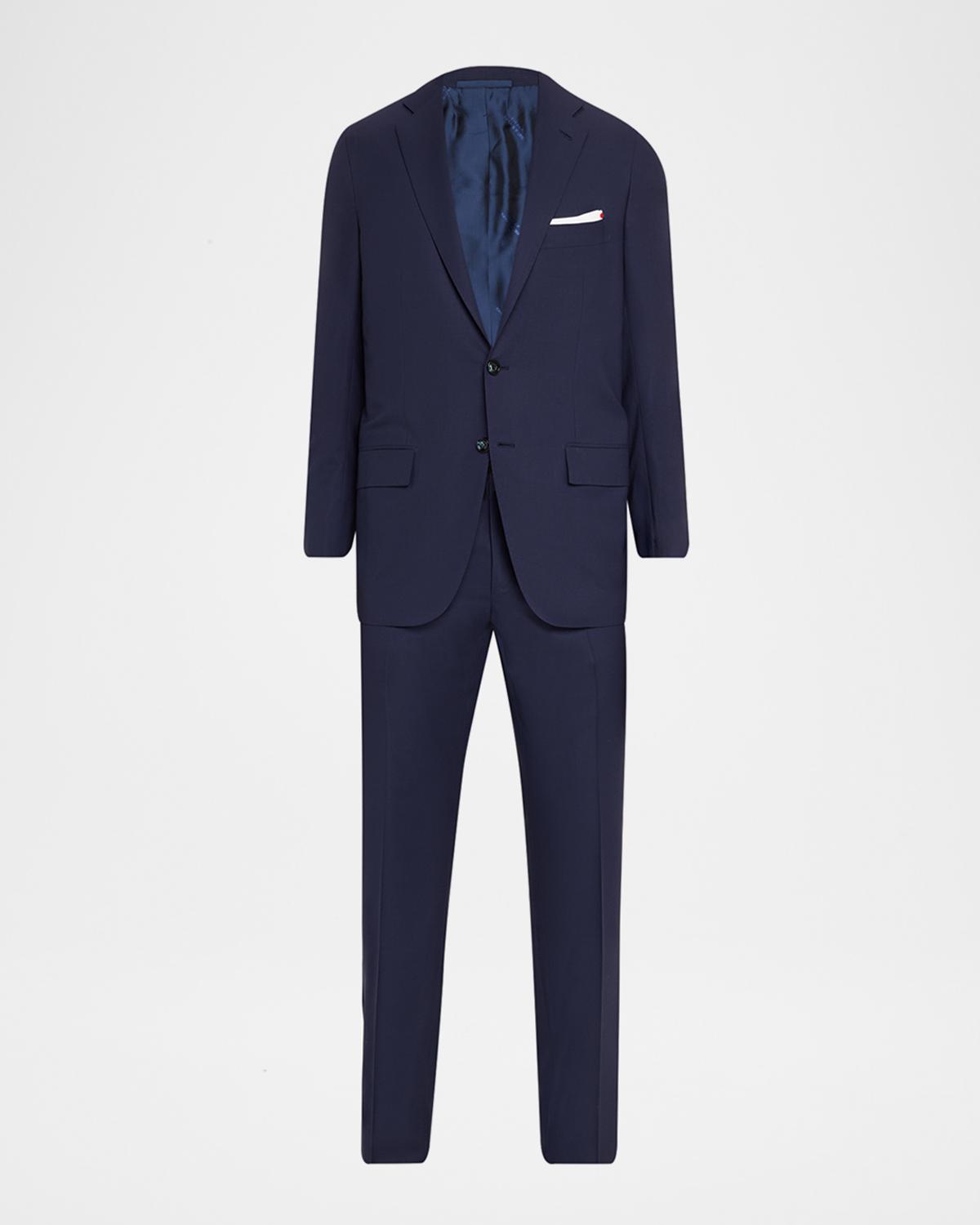 Kiton Men's Mini-Check Wool Modern Fit Two-Piece Suit