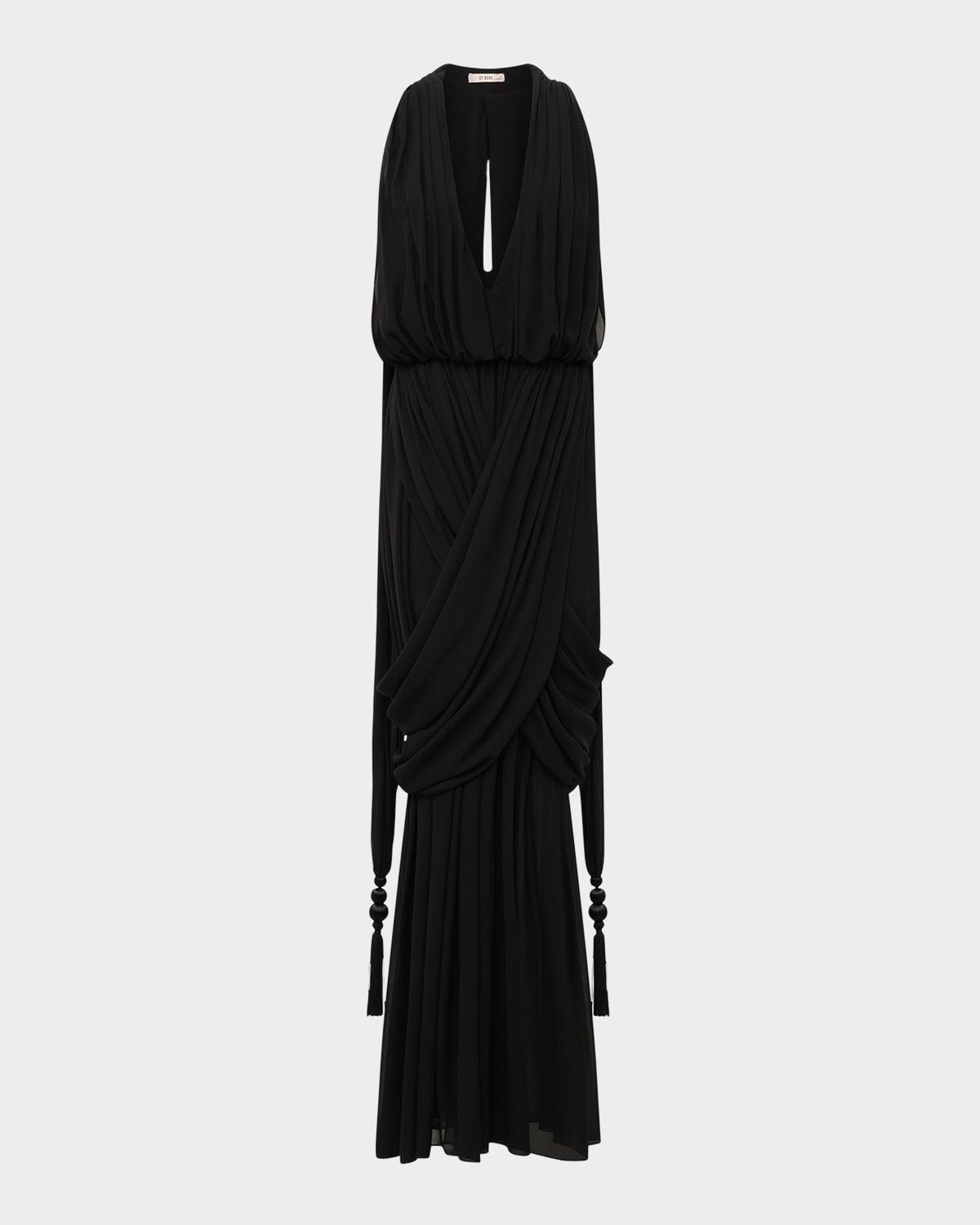 Et Ochs Arabella Plunging Draped Column Gown