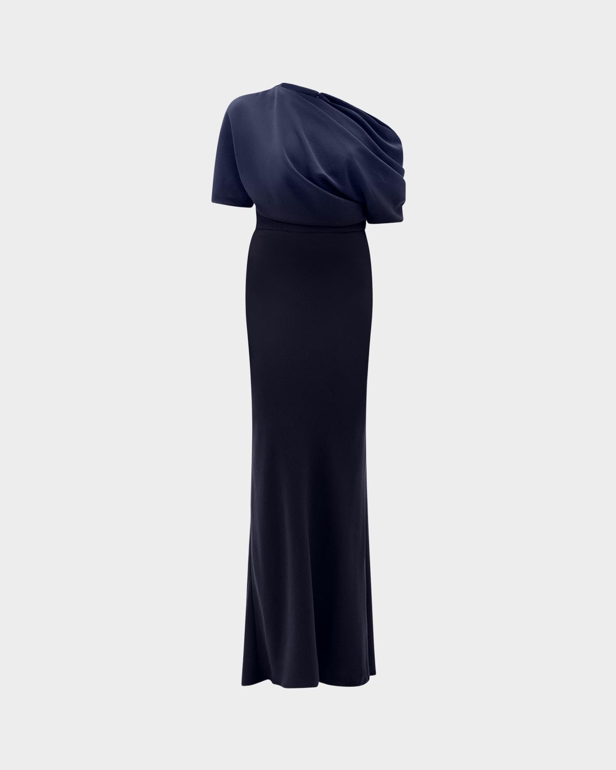 Amsale Asymmetric Draped Bodice Long Gown