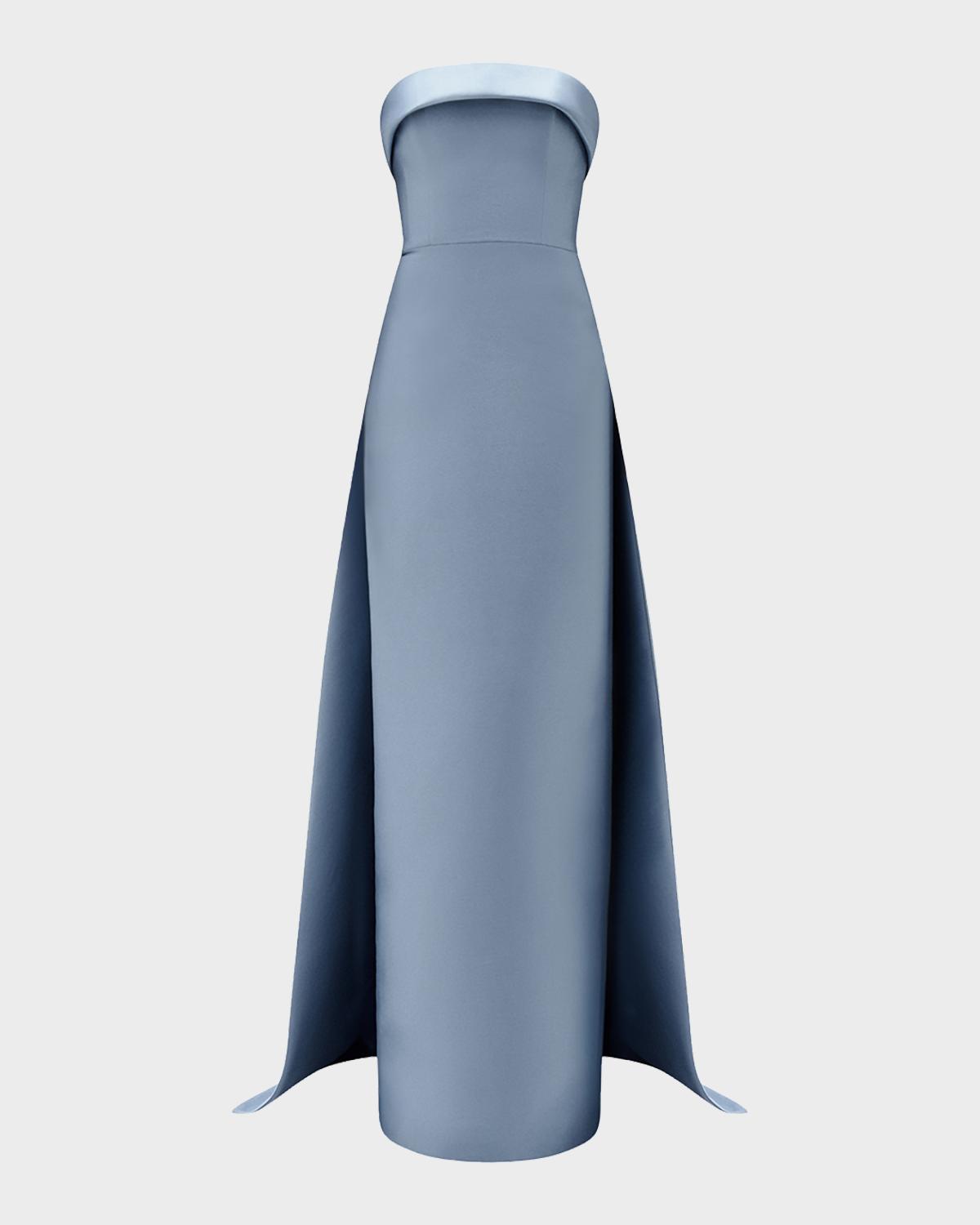 Amsale Strapless Column Gown with Detachable Cape