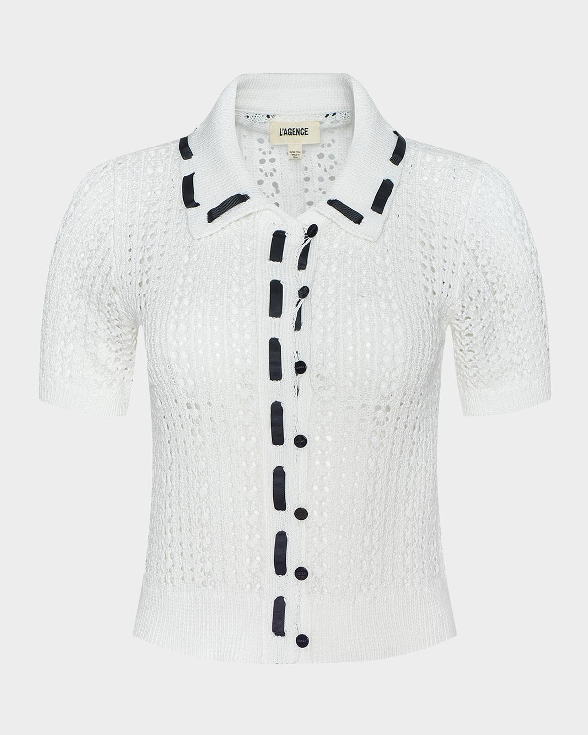 L 'AGENCE Ninette Pointelle-Knit Cardigan