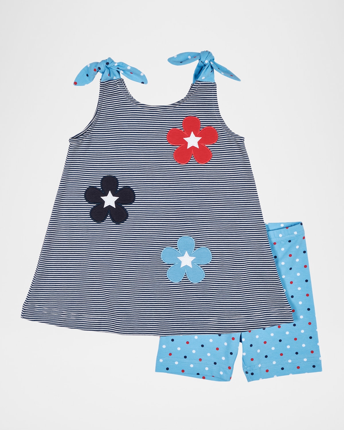 Florence Eiseman Girl 's Striped Knit Tunic Top & Polka-Dot Shorts Set, Size 12M-6