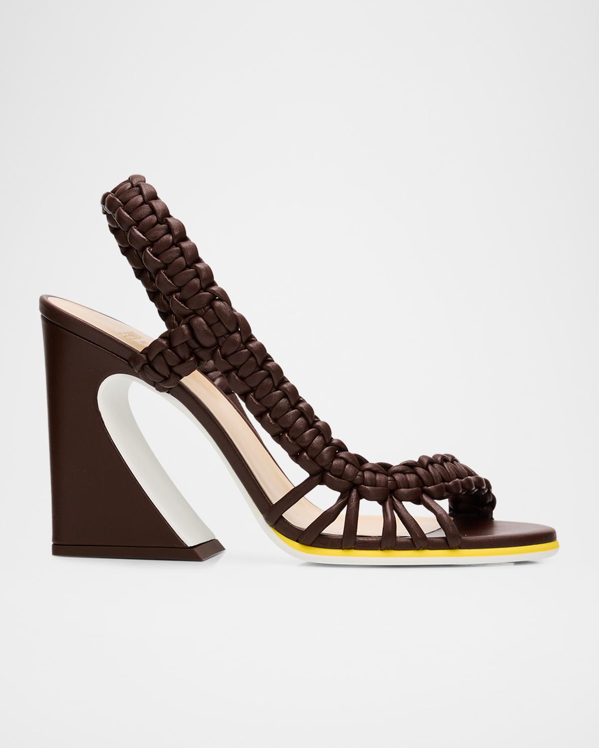 Fendi 95mm Fendi Arco Asymmetric Braided Leather Sandals