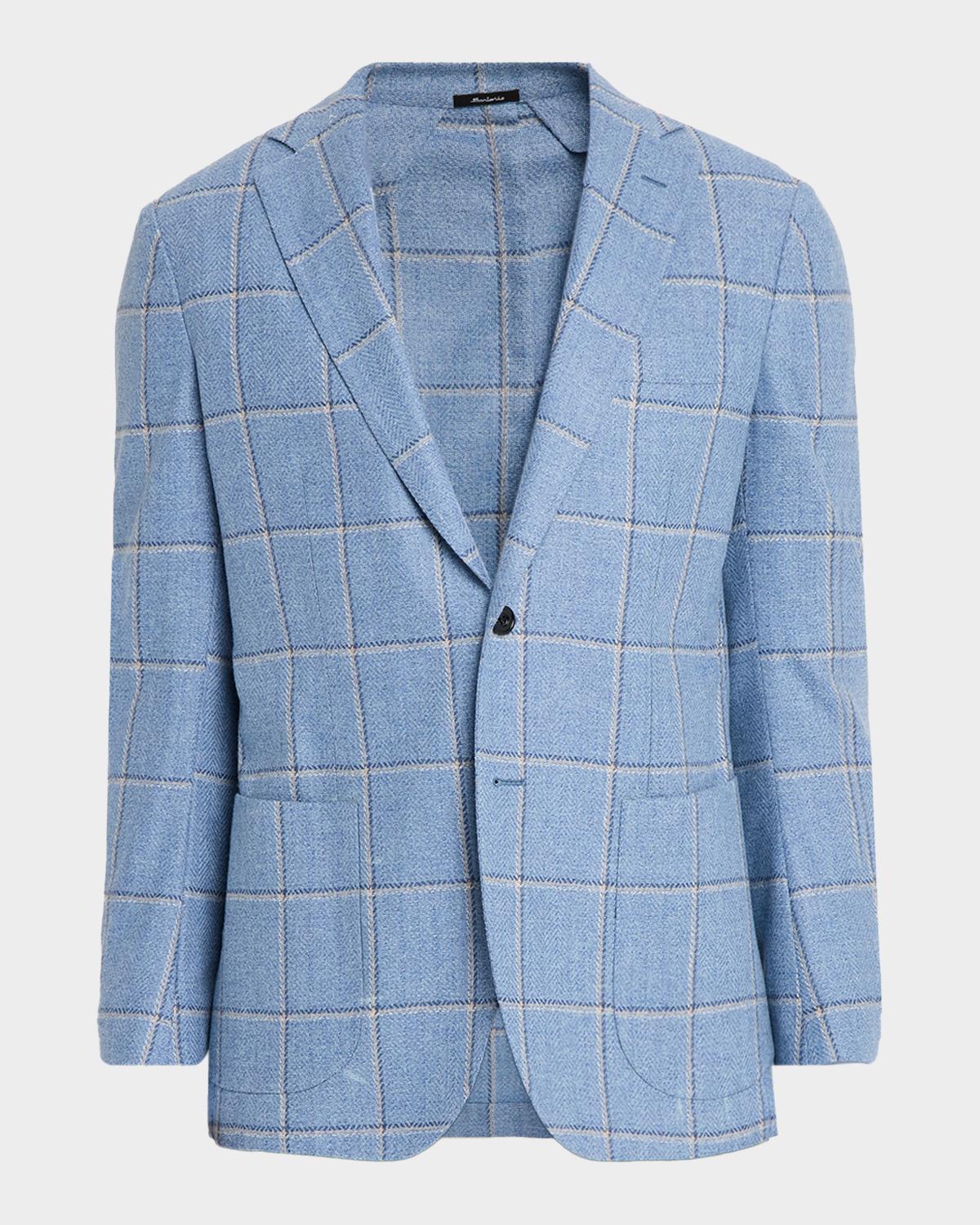 Sartorio Men's Wool and Cashmere Plaid Single-Breasted Sport Coat
