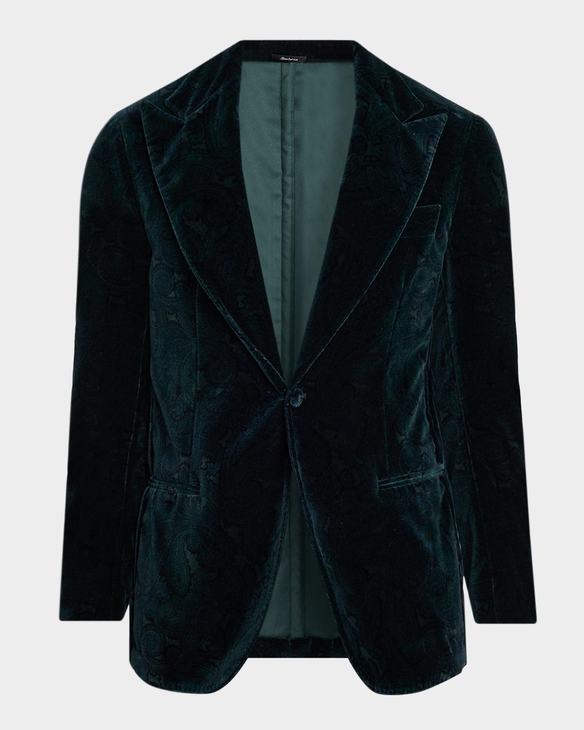 Sartorio Men's Paisley Velvet Single-Button Dinner Jacket