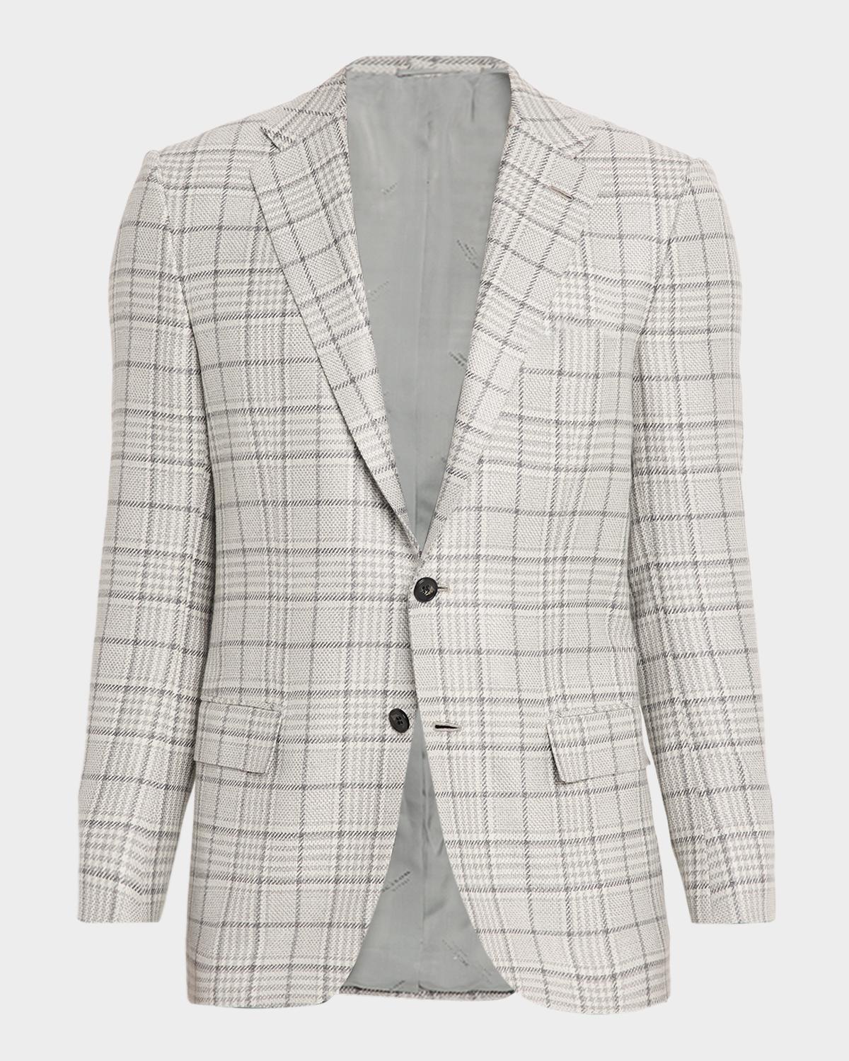 Kiton Men's Plaid Wool and Cashmere Sport Coat