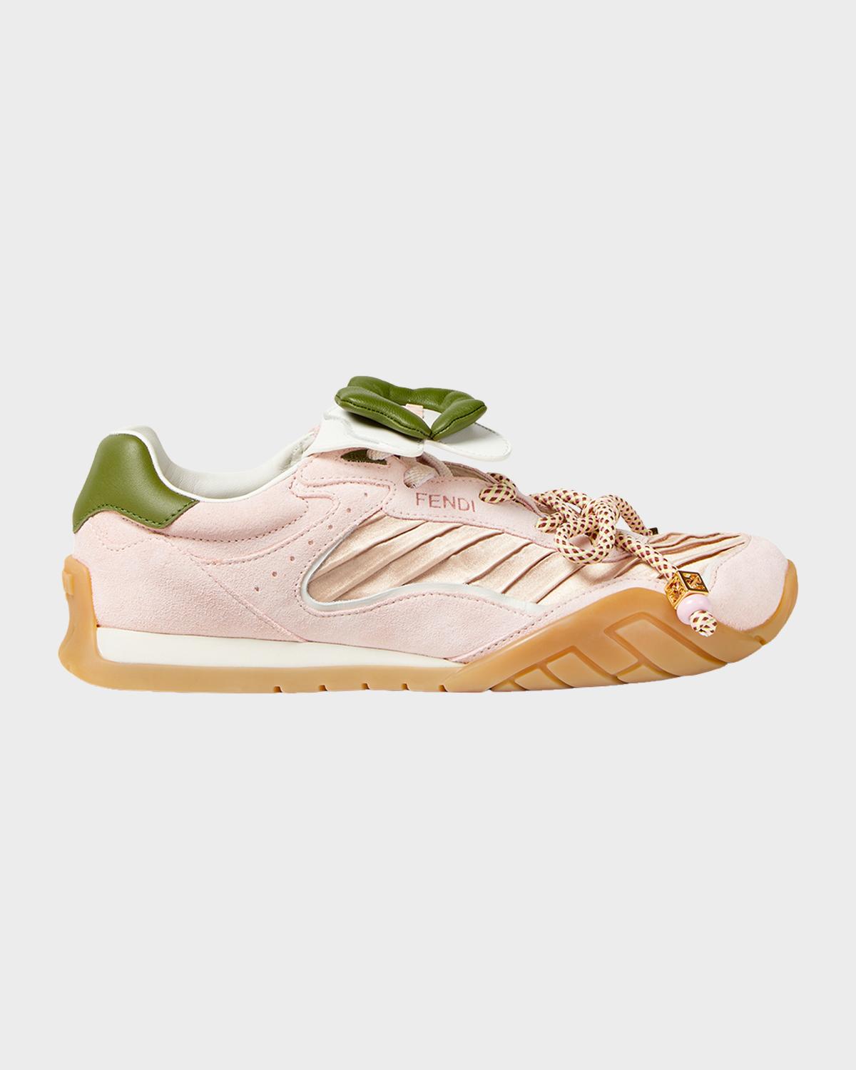 Fendi Wave Pulse Mixed-Media Low-Top Sneakers