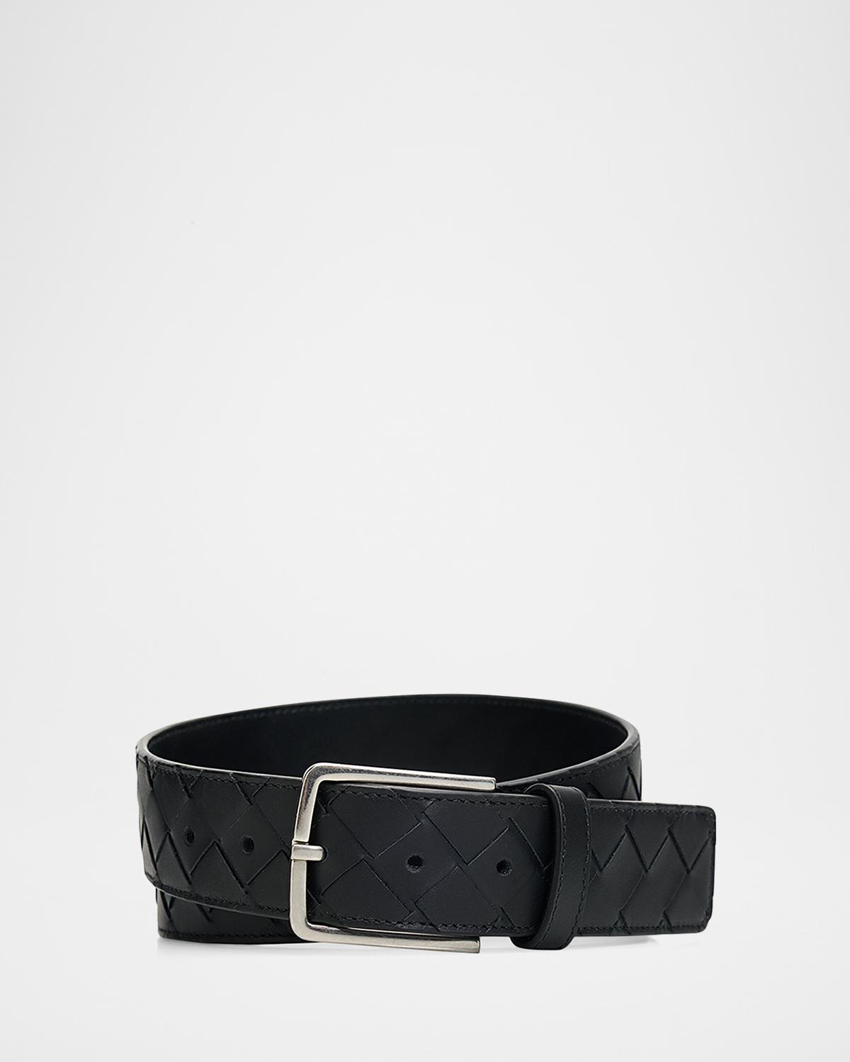 Bottega Veneta Men's Maxi-Intrecciato Leather Belt