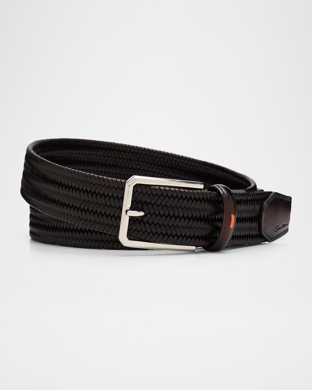 Santoni Men's Woven Leather Belt