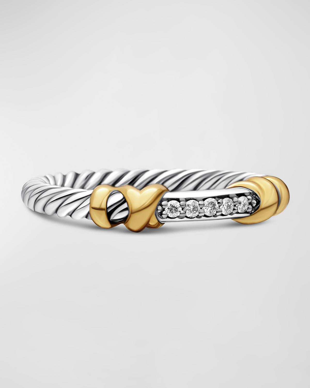 Petite Helena Wrap Band Ring with Diamonds and 18K Gold in Silver, 4mm