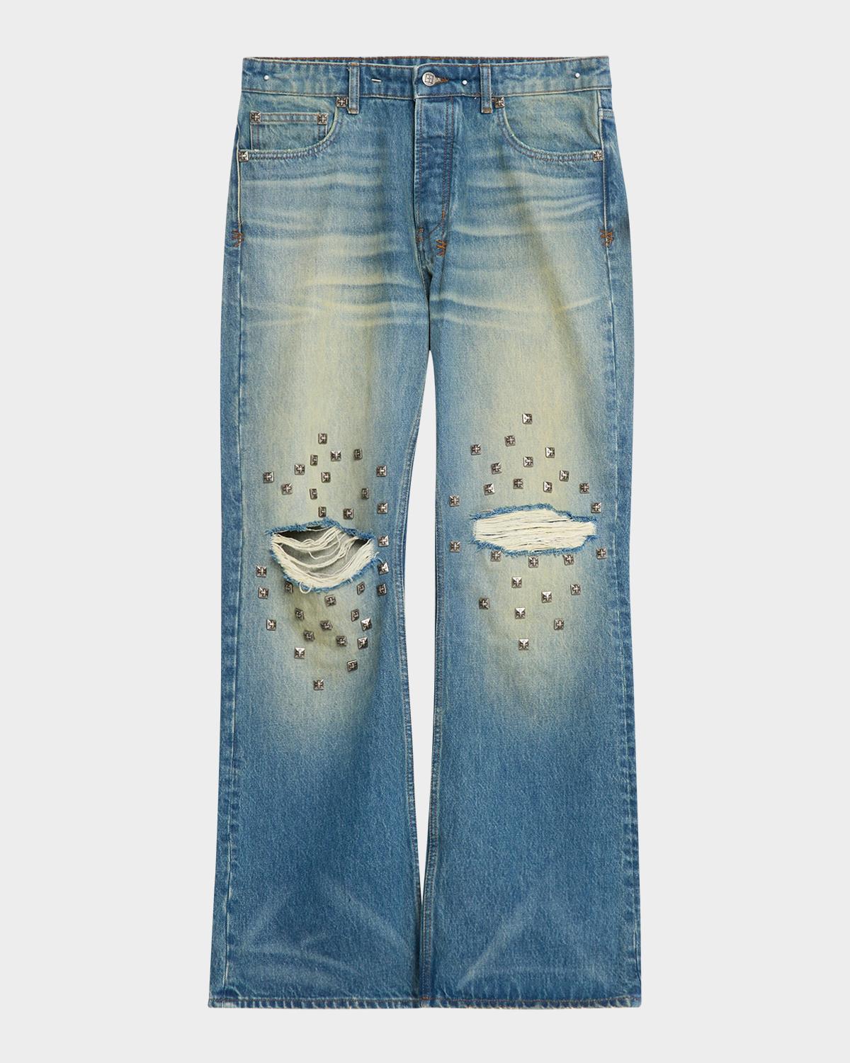 Ksubi Men's Toro Studded Distressed Baggy Jeans