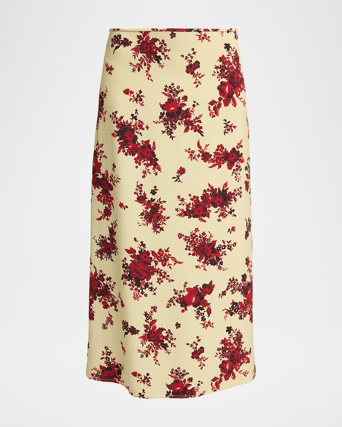 Jil Sander Floral-Print Viscose Midi Skirt