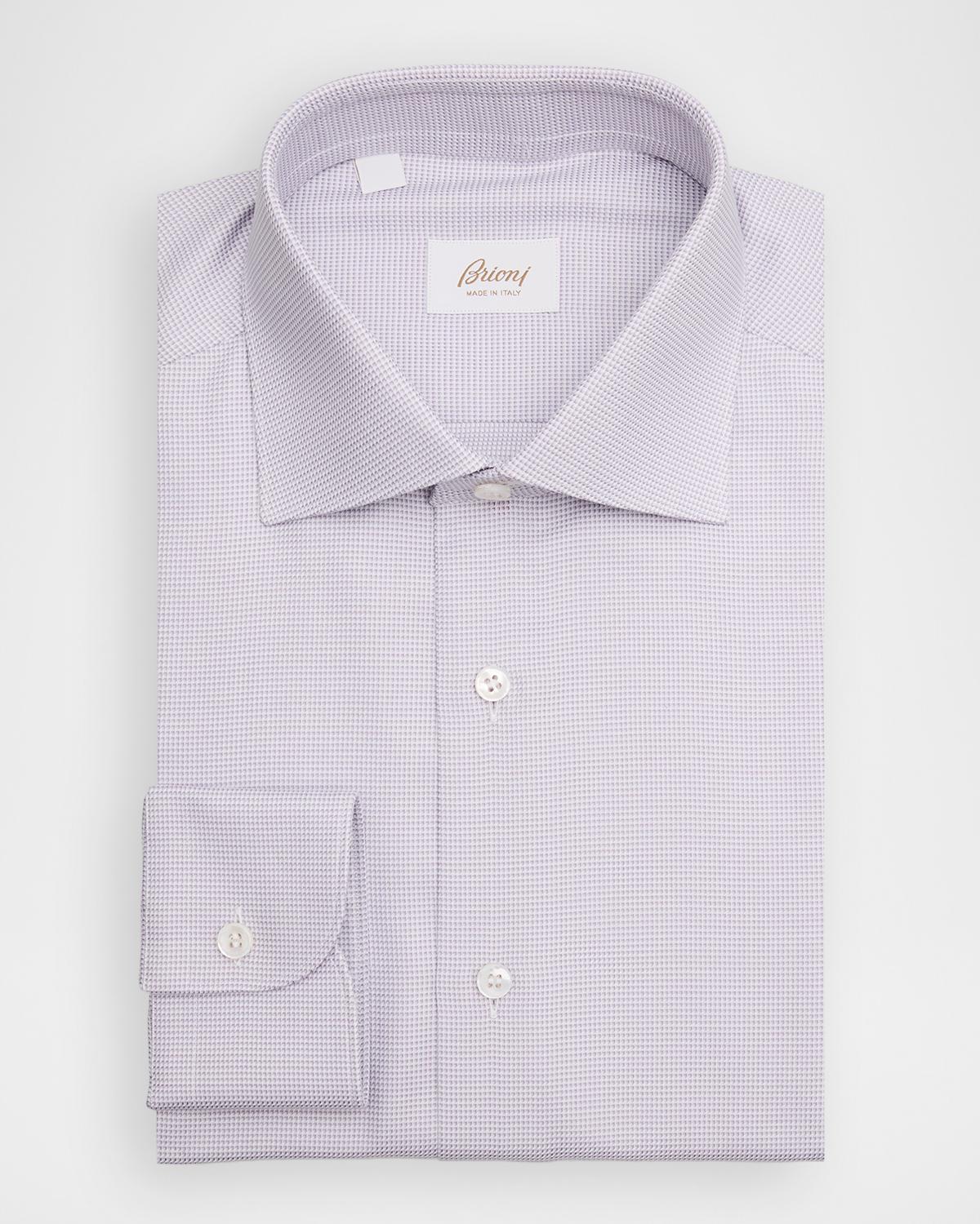 Brioni Men's Micro-Geometric Cotton Dress Shirt