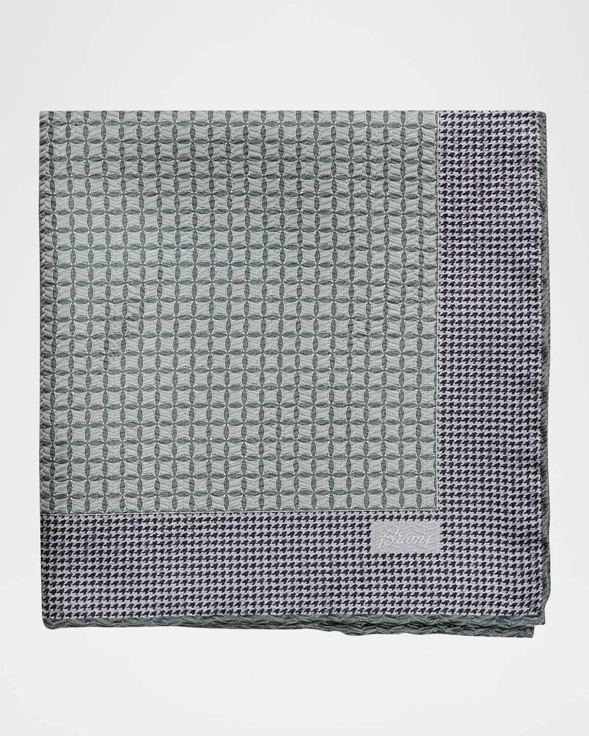 Brioni Men 's Micro-Jacquard Hand-Rolled Silk Pocket Square | Thumbnail 4