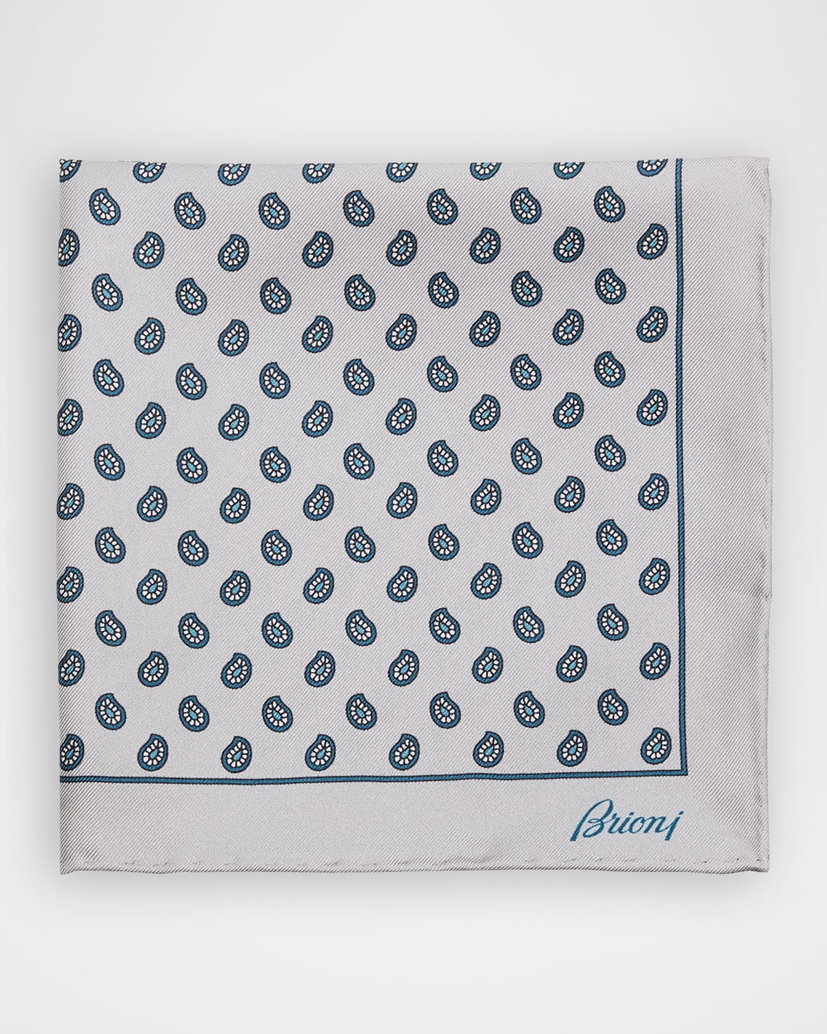 Brioni Men 's Micro-Paisley Hand-Rolled Silk Pocket Square