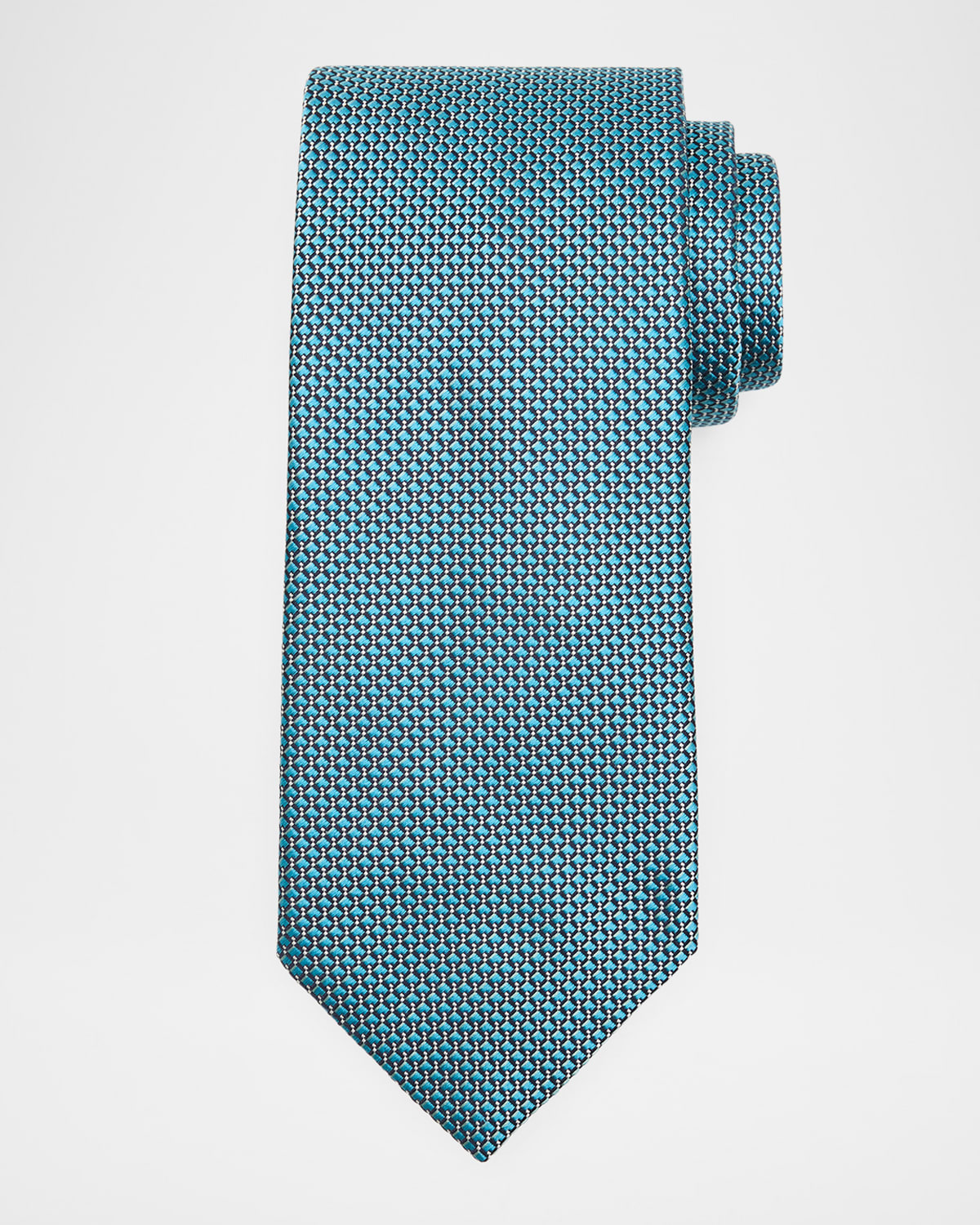 Brioni Men 's Micro-Geometric Square Jacquard Silk Tie