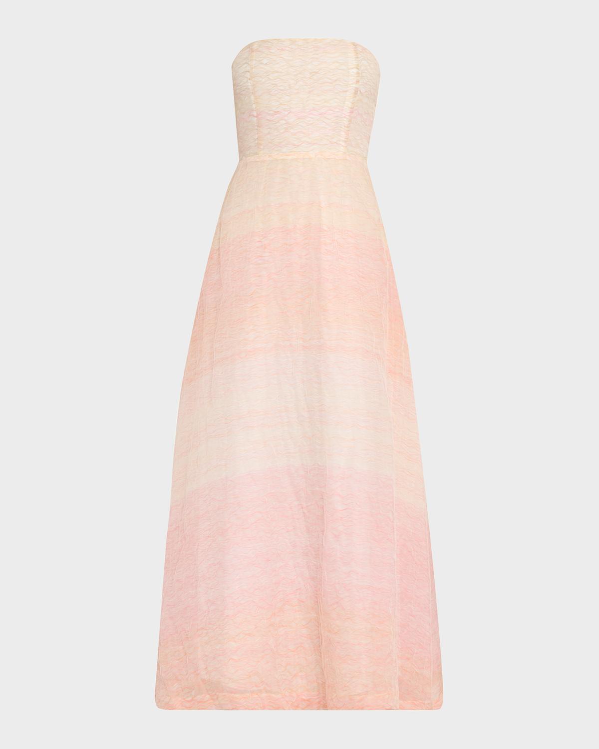 BERNADETTE Odette Strapless Threaded Silk Midi Dress