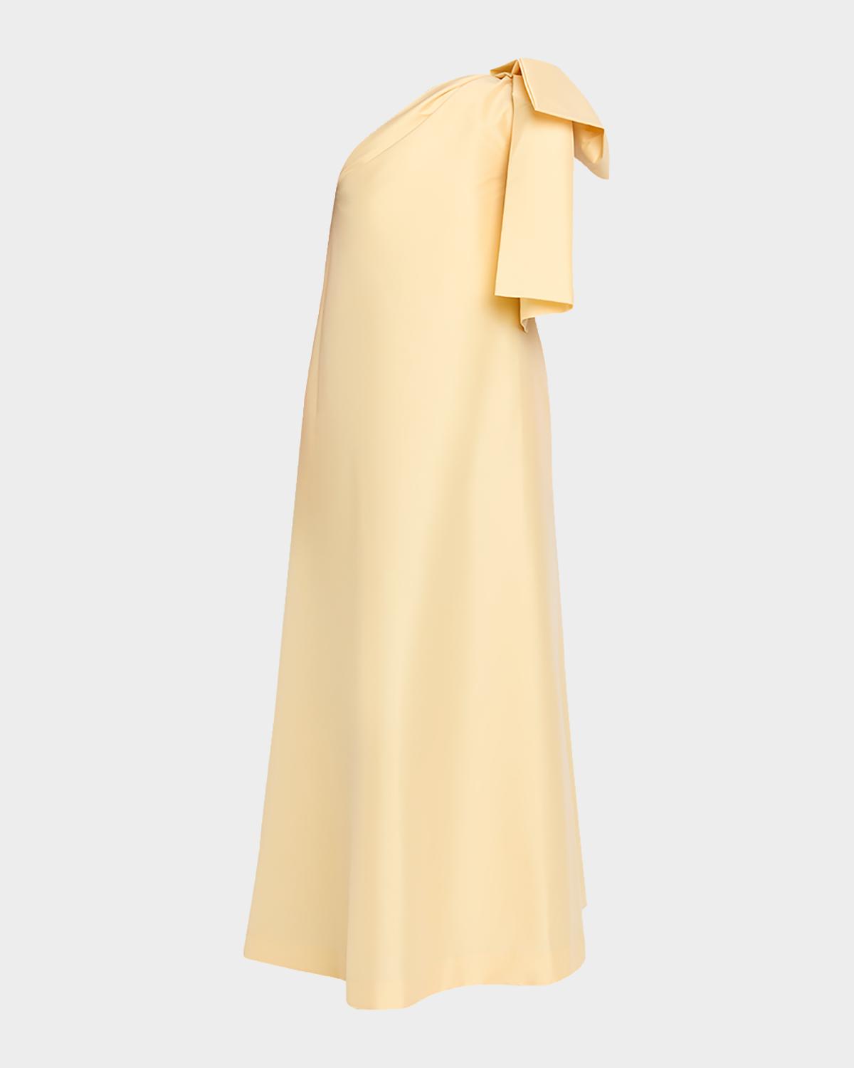 BERNADETTE Winnette One-Shoulder Taffeta Bow Gown