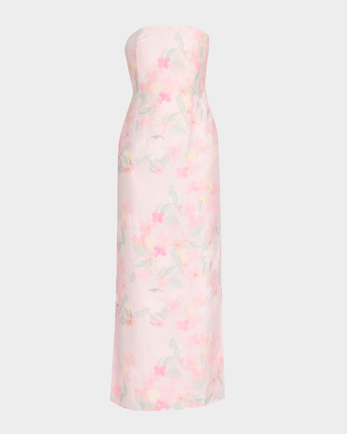 Bernadette Elora Strapless Floral Linen Maxi Dress In Clematis Multi