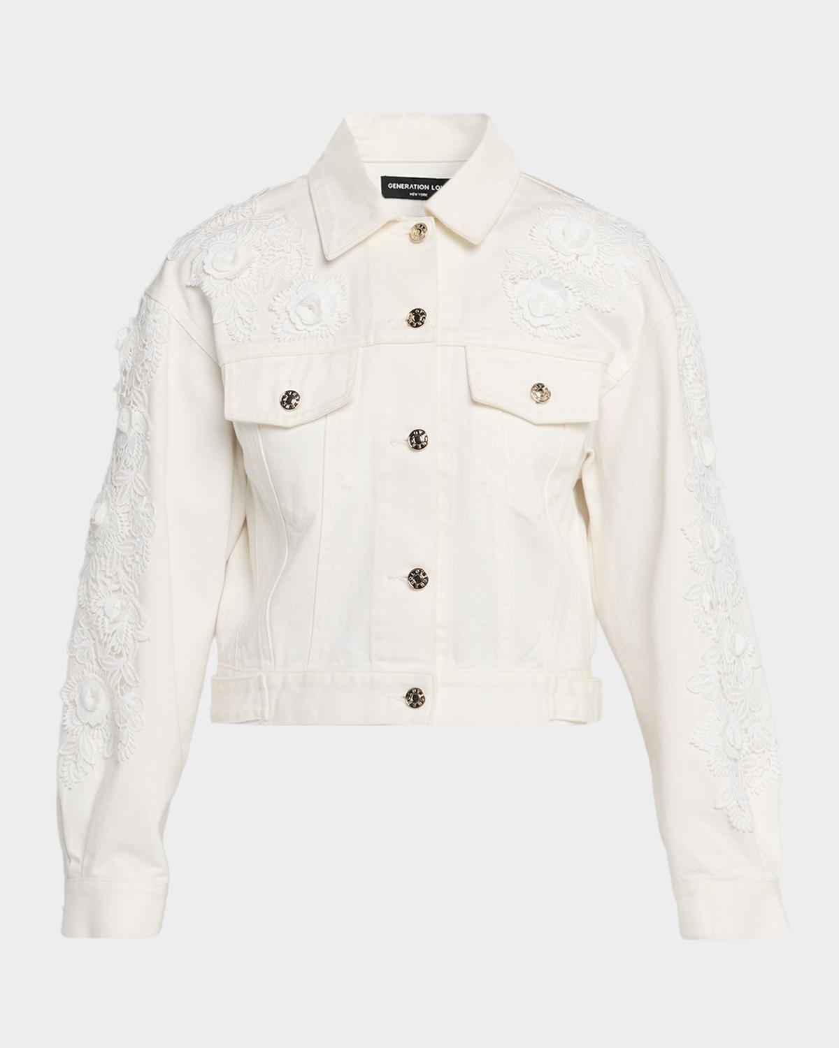 Generation Love Lexia Lace Appliqué Denim Jacket