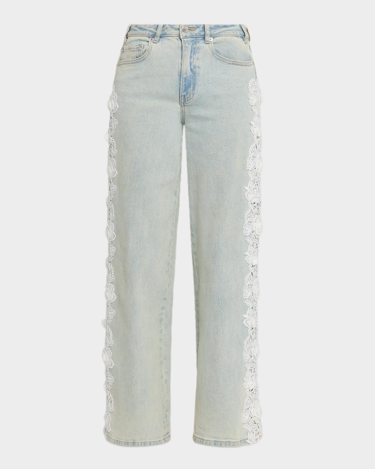Generation Love Esme Lace Appliqué Straight-Leg Jeans