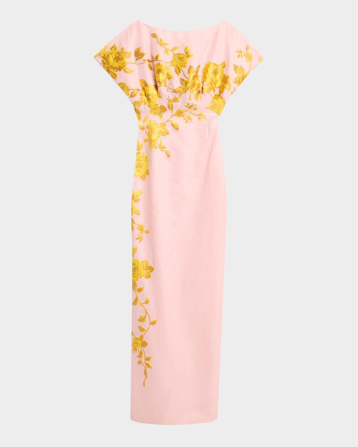 Lela Rose Rose Fil Coupe Empire-Waist Column Gown