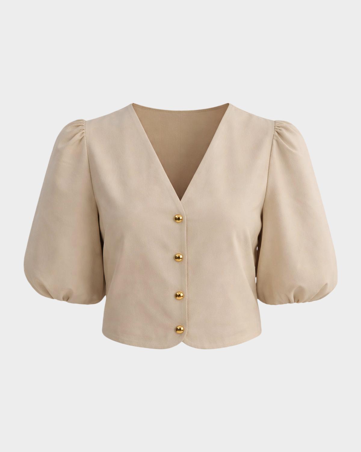 LaMarque Franka Leather Puff-Sleeve Jacket