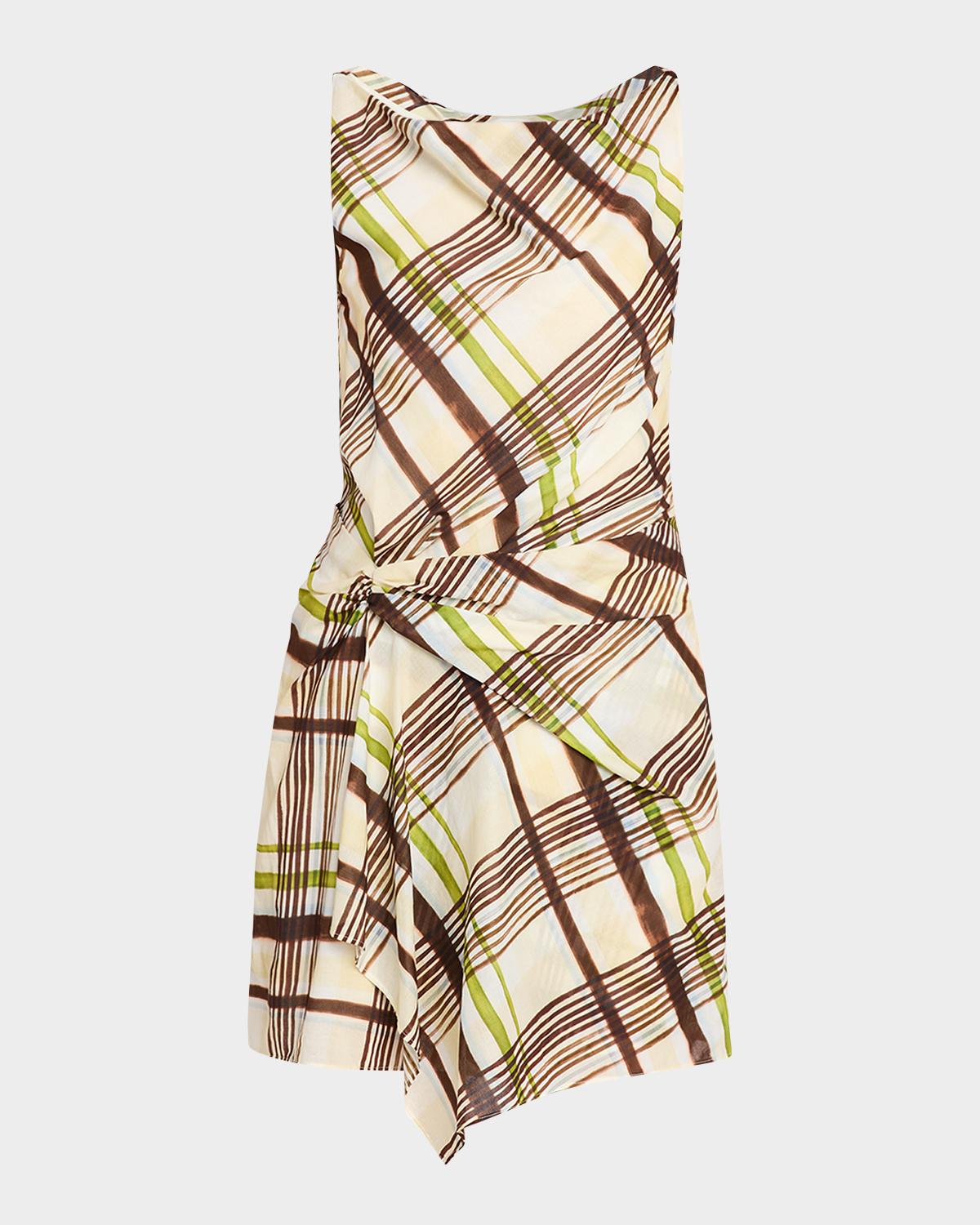 Dea Plaid Draped Mini Dress