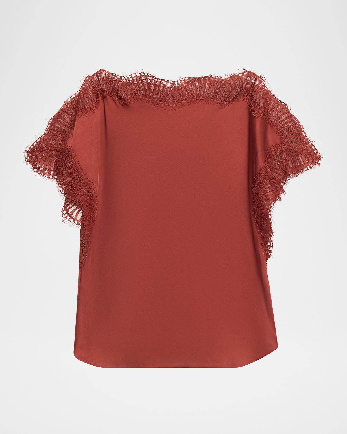 A.L.C. Luna Satin Lace-Trim Top