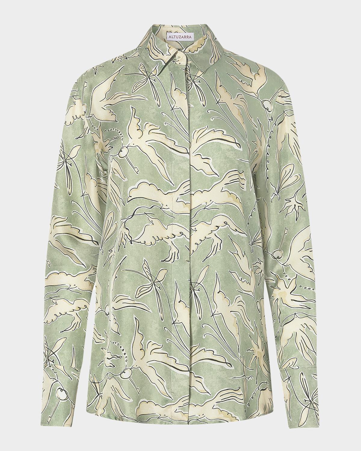 Altuzarra Chika Printed Silk Top